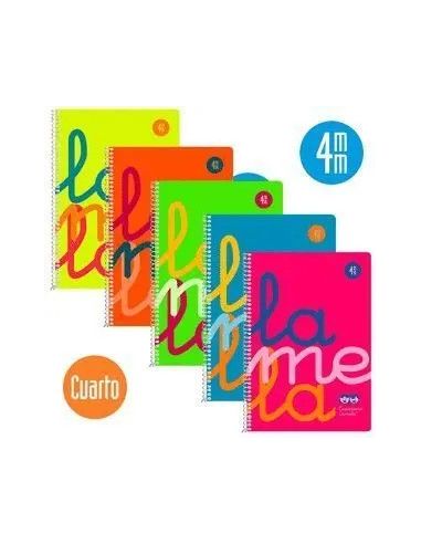 Bloc Espiral Lamela 1/4 Cuadrovia 4 Mm Tapa Polipropileno Fluor Colores Surtidos