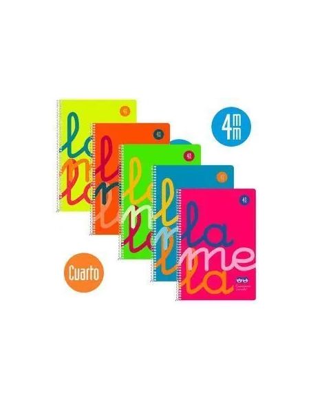Bloc Espiral Lamela 1/4 Cuadrovia 4 Mm Tapa Polipropileno Fluor Colores Surtidos