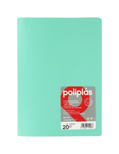 Carpeta 20 Fundas Poliplas Folio Opaco colores Surtidos