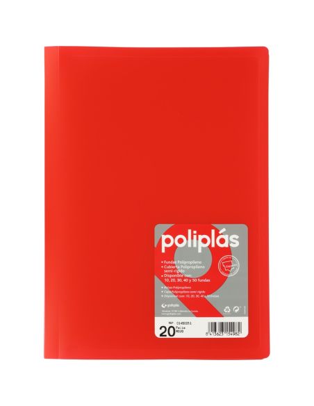 Carpeta 20 Fundas Poliplas Folio Opaco colores Surtidos