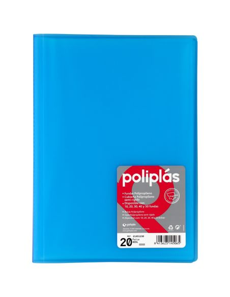 Carpeta 20 Fundas Poliplas Folio Translucido colores Surtidos