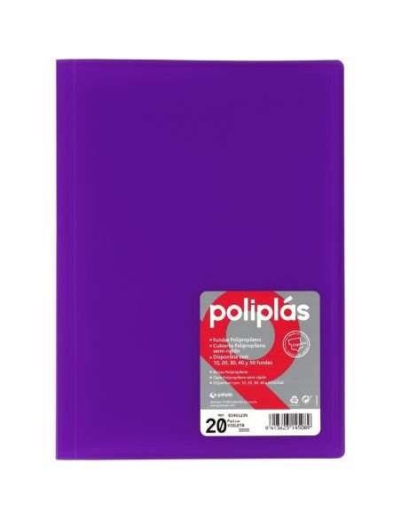 Carpeta 20 Fundas Poliplas Folio Translucido colores Surtidos