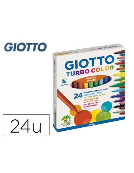 Rotulador Giotto Turbo Color Caja De 24 Colores Lavables Con Punta Bloqueada
