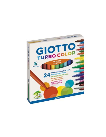 Rotulador Giotto Turbo Color Caja De 24 Colores Lavables Con Punta Bloqueada