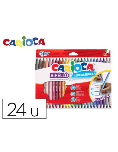 Rotulador Carioca Birello Doble Punta Caja De 24 Unidades Colores Surtidos